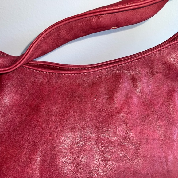 CHARMING CHARLIE SHOULDER HOBO BAG in BURGUNDY FAUX LEATHER W/ STUDS & WALLET - Picture 2 of 7